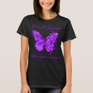 Camiseta Borboleta Sou um Linfoma de Sobrevivente Hodgkin A