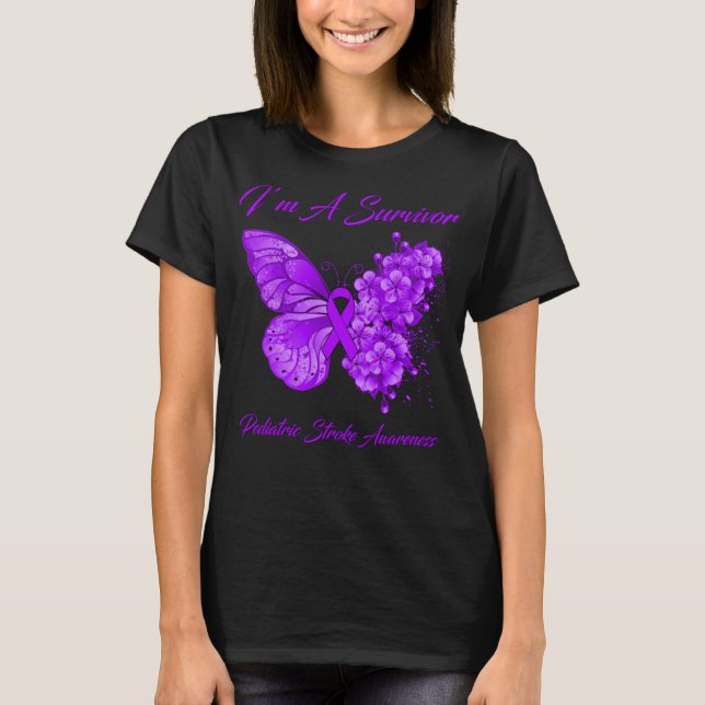 Camiseta Borboleta Sou um Sobrevivente Awarenes de Acidente (Frente)