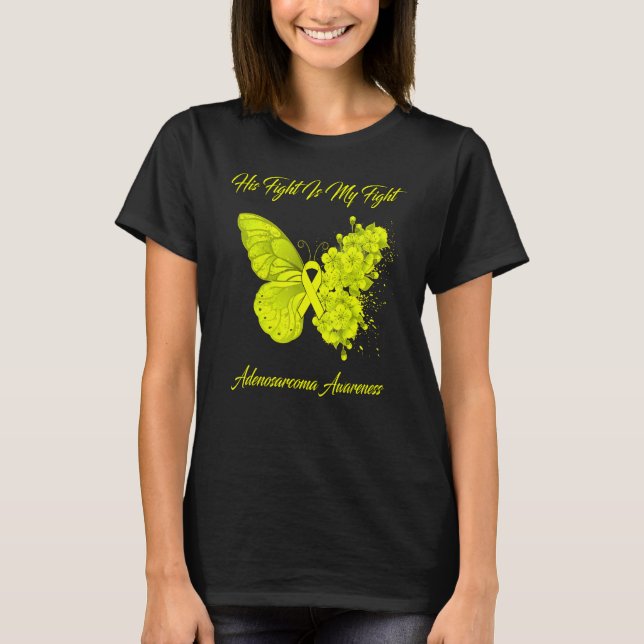 Camiseta Borboleta Sua Luta É A Minha Luta Com Adenosarcoma (Frente)