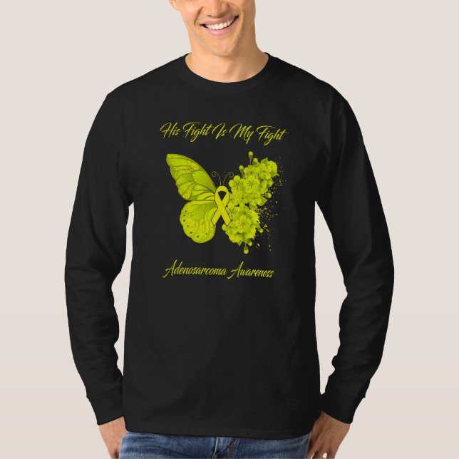 Camiseta Borboleta Sua Luta É A Minha Luta Com Adenosarcoma (Frente)
