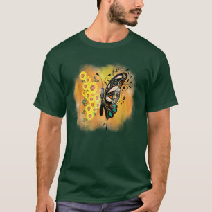 Camiseta Borboleta sublimação do girassol borboleta floral