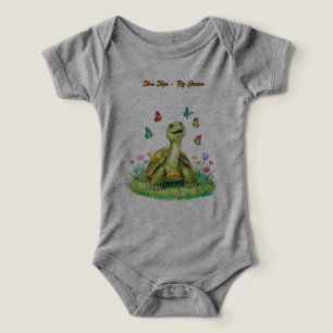 Camiseta Borboleta Tartaruga Cinza para Criança Pequena 