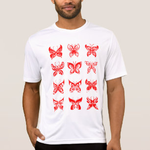Camiseta Borboleta Tribal Vermelha Ornamental