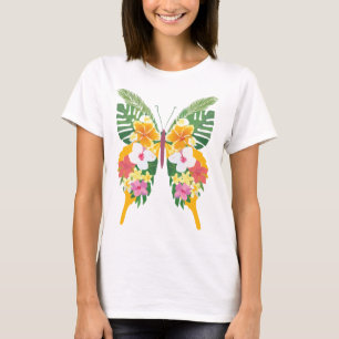 Camiseta Borboleta tropical com Víblias da Ilha das Asas Fl