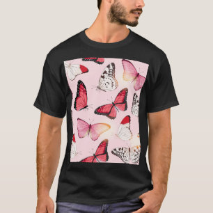 Camiseta Borboleta Tropical Detalhada: Padrão Vintage