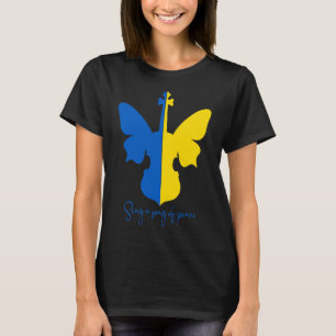 Camiseta Borboleta Ucraniana Violino Paz Na Ucrânia Música