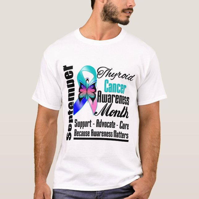 Camiseta Borboleta v5 do mês do câncer de tiróide (Frente)