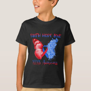 Camiseta Borboleta Vermelha Azul Fé Esperança Ama Hlhs Awa