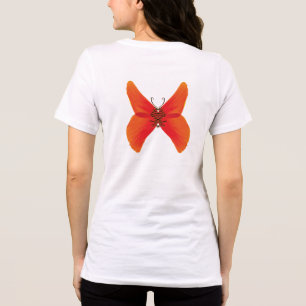 Camiseta Borboleta Vermelha Laranja com o seu nome