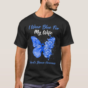 Camiseta Borboleta Visto Azul para minha esposa Behcet