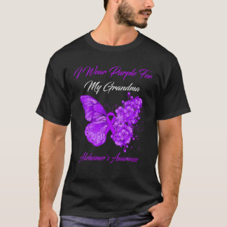 Camiseta Borboleta Visto Roxo para minha vovó Alzheimer