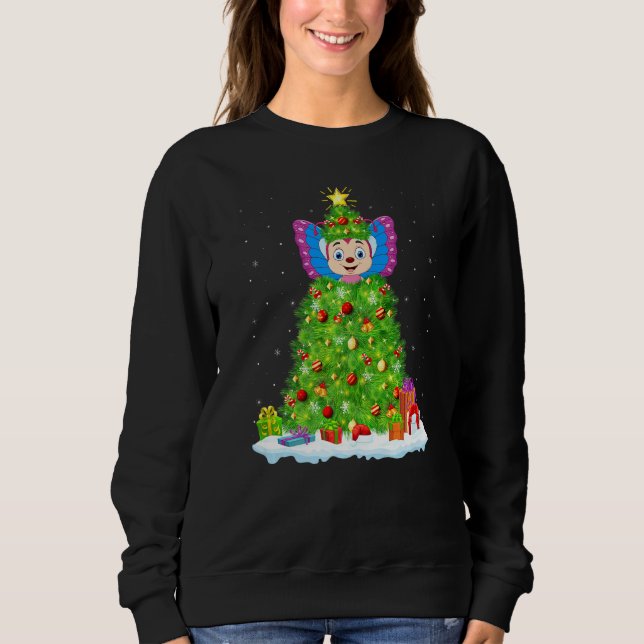 Camiseta Borboleta Xmas Iluminação Árvore Engraçada Borbole (Frente)