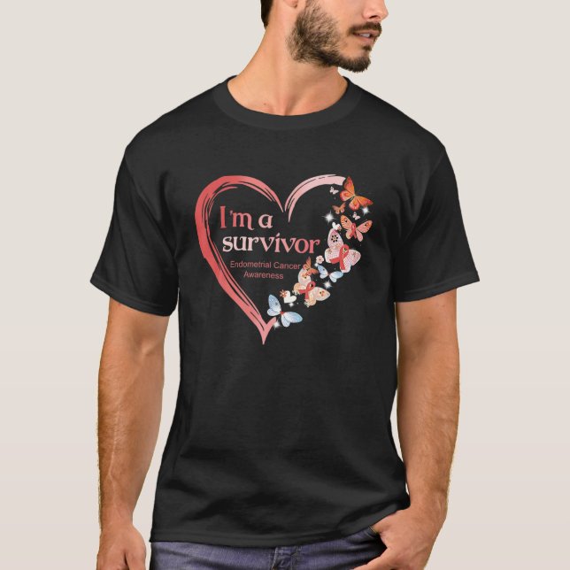 Camiseta Borboletas Adoram Eu Sou Um Cancer De Endométrio D (Frente)
