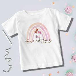 Camiseta Borboletas Arco-Íris Festas de aniversário Pinças 