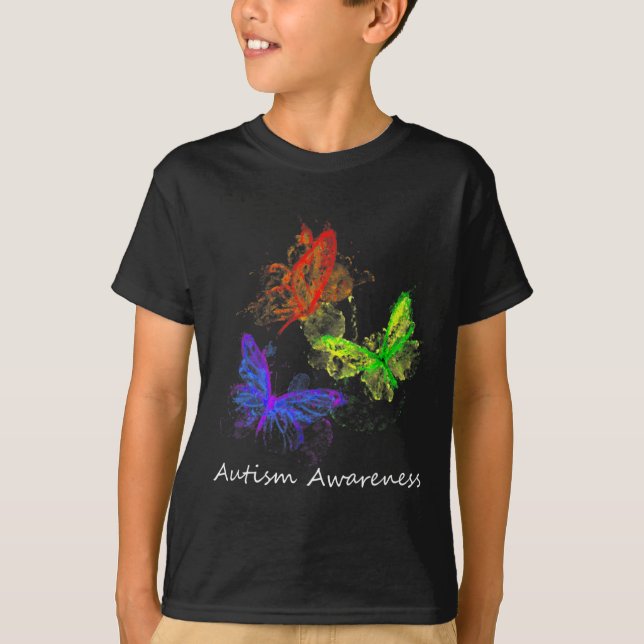 Camiseta Borboletas Autismo-Conscientes Sem Peças Quebra-ca (Frente)