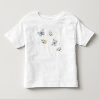 Camiseta Borboletas azuis e cremes em voo