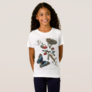 Camiseta Borboletas azuis e Frutas vermelhas