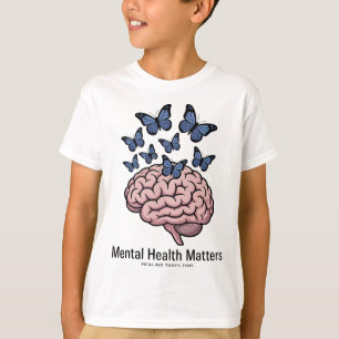 Camiseta Borboletas Azuis Saúde Mental Cérebro Psicologia