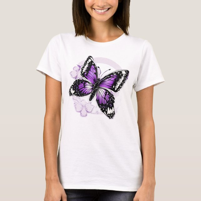 Camiseta Borboletas borboletas cor violeta violeta cor roxa (Frente)
