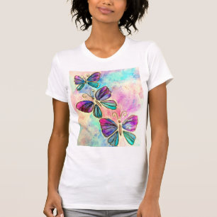 Camiseta Borboletas brancas coloridas -