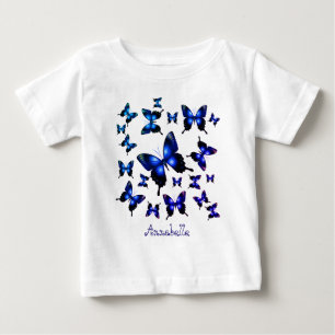 Camiseta Borboletas Brancas Real Azul Elegante