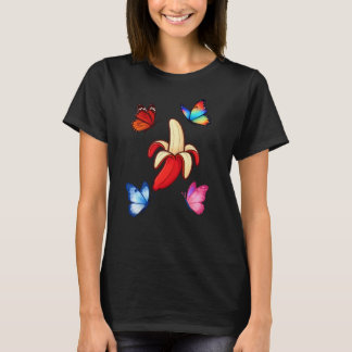 Camiseta Borboletas Coloridas e Ilustração de Banana