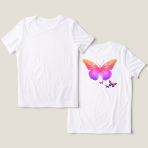 Camiseta Borboletas Coloridas na Frente+Costas em Branco