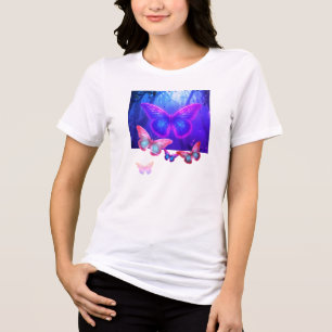 Camiseta Borboletas Coloridas na Frente+Costas em Branco