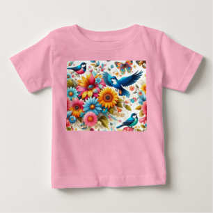 Camiseta Borboletas Coloridas Personalizadas Aves Flores Ro