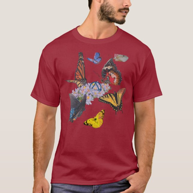 Camiseta borboletas com círculo triângulo 26 (Frente)