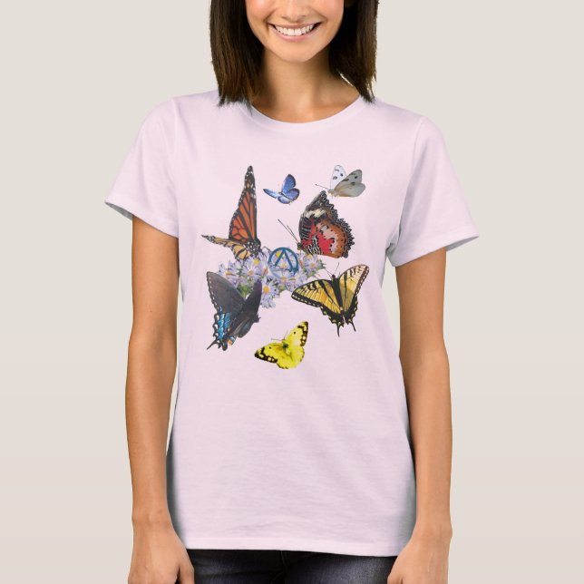 Camiseta borboletas com círculo triângulo 26 rev (Frente)