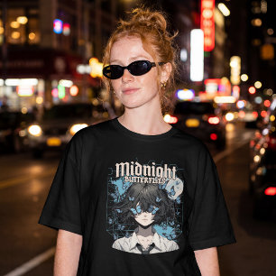 Camiseta Borboletas da Meia-Noite – Garota de Anime Gótico