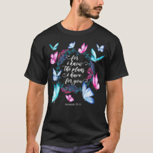 Camiseta Borboletas de Aquarela Bíblia Verse Jeremiah 2911