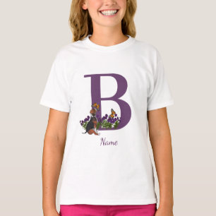 Camiseta Borboletas de Cachorrinho Beagle Monograma Inicial