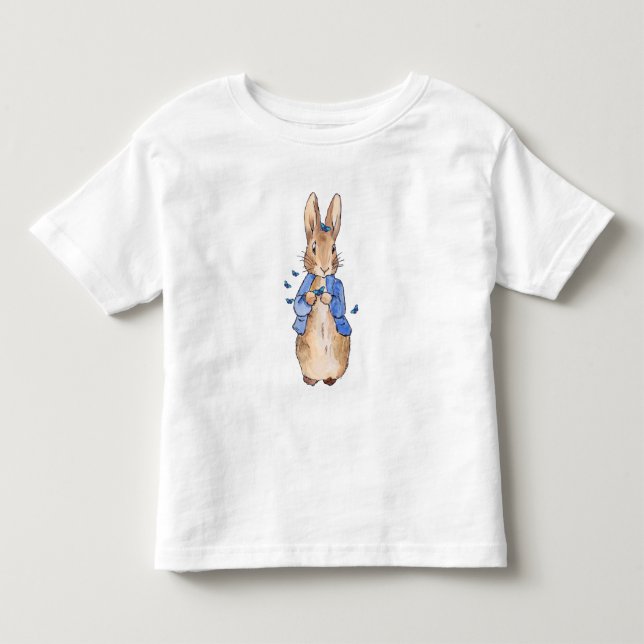 Camiseta Borboletas de colete azul de coelho clássico (Frente)