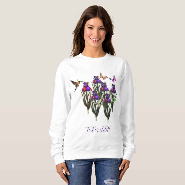 Camiseta Borboletas de Hummingbird Iris Flores Personalizad (Frente Completa)