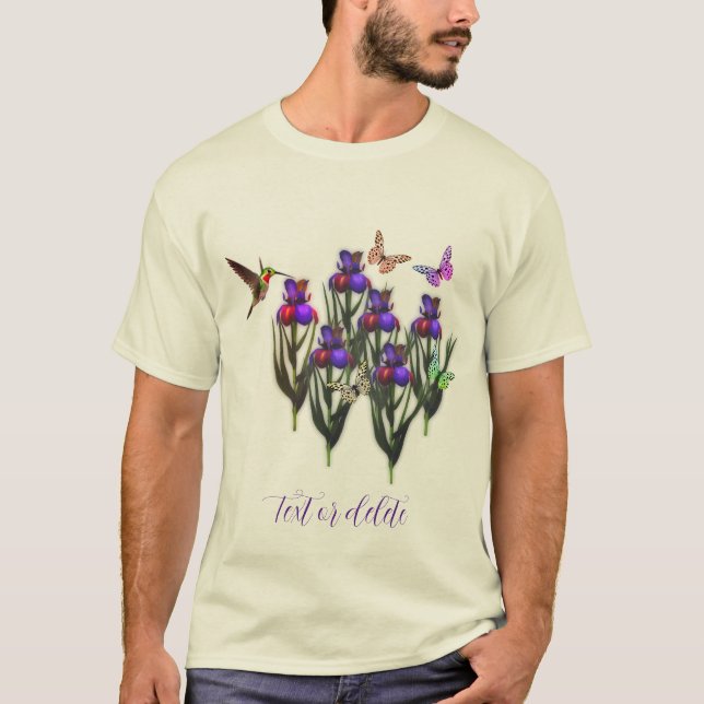 Camiseta Borboletas de Hummingbird Iris Flores Personalizad (Frente)