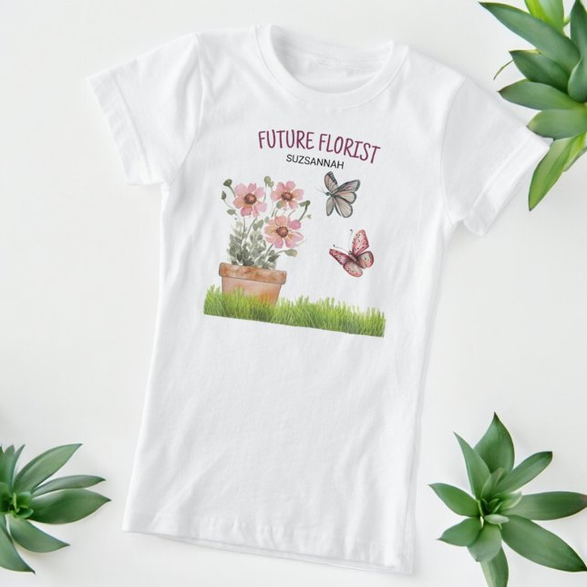 Camiseta Borboletas de jardim florais Dragonflies Watercolo (Front template text tee shirt design)