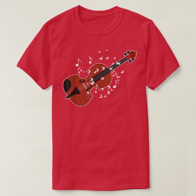 Camiseta Borboletas de música para jogadores de violinos329 (Frente do Design)