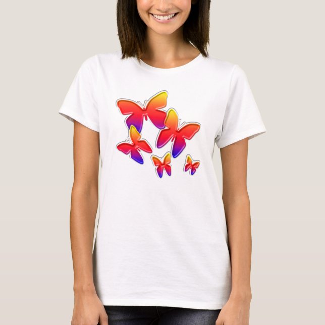 Camiseta Borboletas do arco-íris (Frente)