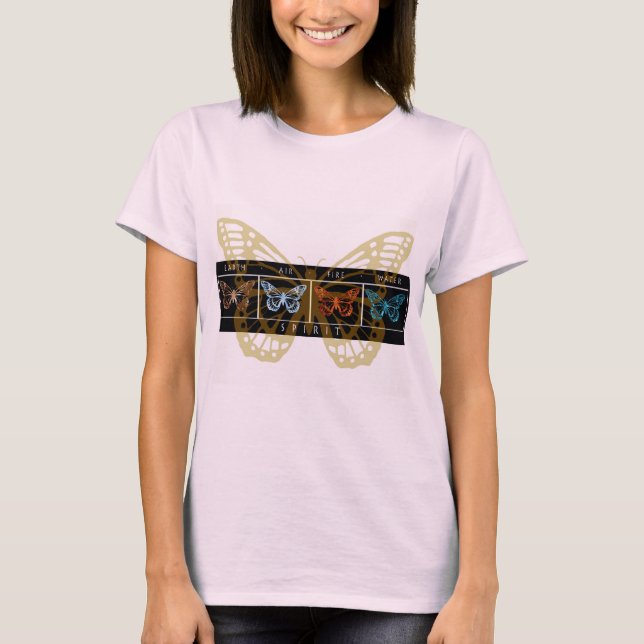 Camiseta Borboletas do elemento (posição diferente sobre a (Frente)