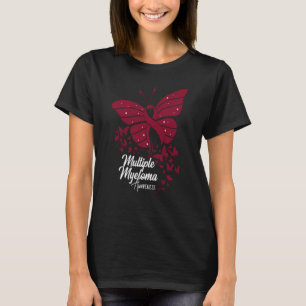Camiseta Borboletas e Faixa Borgonha Múltipla Mieloma Awa
