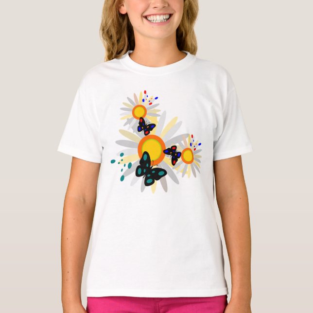 Camiseta Borboletas e flores (Frente)