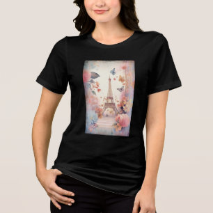 Camiseta Borboletas e Flores da Torre Eiffel