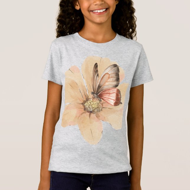 Camiseta Borboletas e flores de aquarelas (Frente)