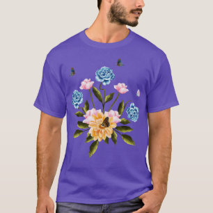 Camiseta Borboletas estéticas na ilustração Flores