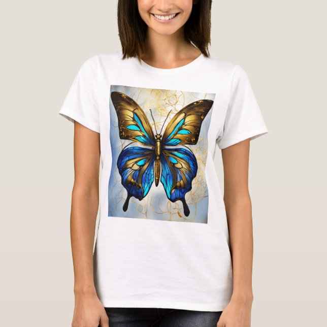 Camiseta Borboletas Impressas Para Raparigas (Frente)