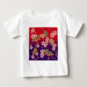 Camiseta Borboletas japonesas em Sakura Blossoms