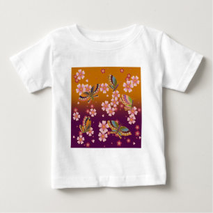 Camiseta Borboletas japonesas em Sakura Blossoms