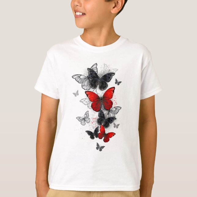 Camiseta Borboletas Negras e Vermelhas (Frente)